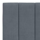 Bed Frame with LED without Mattress "Hanko" Dark Grey 180x200 cm King Velvet