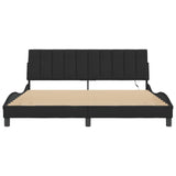 Bed Frame with LED without Mattress "Hanko" Black 180x200 cm King Velvet