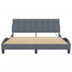 Bed Frame with LED without Mattress "Hanko" Dark Grey 152x203 cm Queen Velvet
