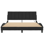 Bed Frame with LED without Mattress "Hanko" Black 152x203 cm Queen Velvet