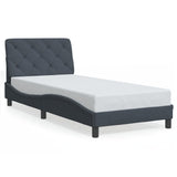 Bed Frame with LED without Mattress Dark Grey 90x190 cm Velvet - 45-Degree Angle