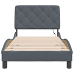 Bed Frame with LED without Mattress Dark Grey 90x190 cm Velvet