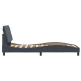 Bed Frame with LED without Mattress Dark Grey 90x190 cm Velvet - Close-Up Angle