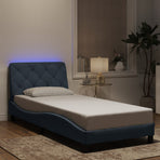 Bed Frame with LED without Mattress Dark Grey 90x190 cm Velvet