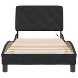 Bed Frame with LED without Mattress Black 90x190 cm Velvet - Rear View