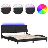Bed Frame with LED without Mattress Black 180x200 cm Velvet