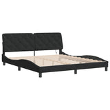 Bed Frame with LED without Mattress Black 180x200 cm Velvet - Side View