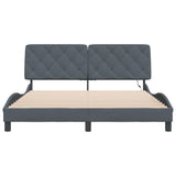 Bed Frame with LED without Mattress Dark Grey 152x203 cm Queen Velvet