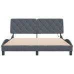 Bed Frame with LED without Mattress Dark Grey 152x203 cm Queen Velvet