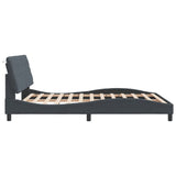 Bed Frame with LED without Mattress Dark Grey 152x203 cm Queen Velvet