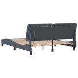 Bed Frame with LED without Mattress Dark Grey 152x203 cm Queen Velvet - Extra Image