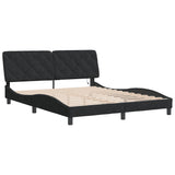 Bed Frame with LED without Mattress Black 152x203 cm Queen Velvet - Side View