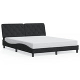 Bed Frame with LED without Mattress Black 152x203 cm Queen Velvet - 45-Degree Angle