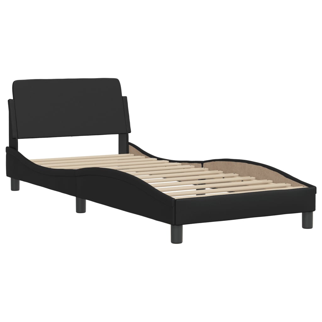 Bed Frame with LED without Mattress "Hvar" Black 90x190 cm