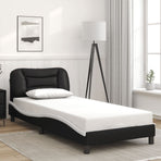 Bed Frame with LED without Mattress Hvar Black&White 90x190 cm