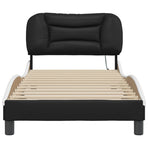 Bed Frame with LED without Mattress Hvar Black&White 90x190 cm