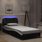 Bed Frame with LED without Mattress Hvar Black&White 90x190 cm