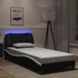 Bed Frame with LED without Mattress Hvar Black&White 90x190 cm