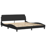 Bed Frame with LED without Mattress "Hvar" Black 180x200 cm