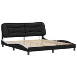 Bed Frame with LED without Mattress "Hvar" Black and White 180x200 cm