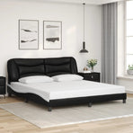 Bed Frame with LED without Mattress Hvar Black&White 180x200 cm