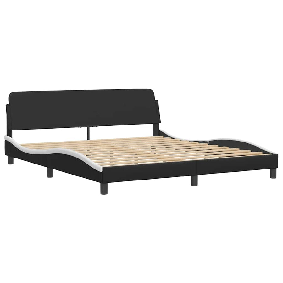 Bed Frame with LED without Mattress Hvar Black&White 180x200 cm