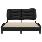 Bed Frame with LED without Mattress "Hvar" Black 137x190 cm
