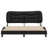 Bed Frame with LED without Mattress "Hvar" Black and White 152x203 cm