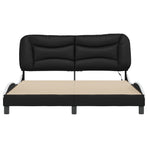 Bed Frame with LED without Mattress "Hvar" Black and White 152x203 cm