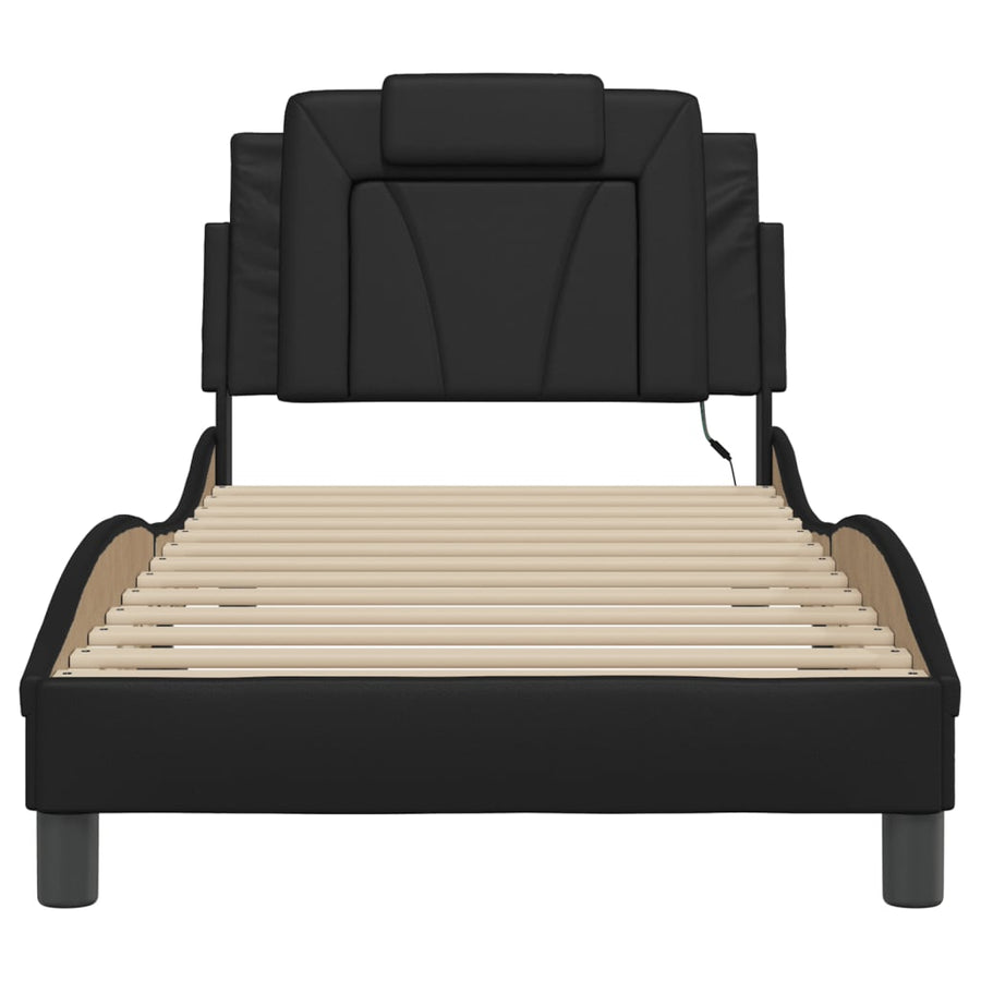 Bed Frame "Viana" with LED without Mattress Black 90x190 cm