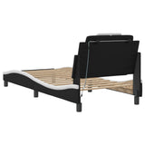 Bed Frame "Viana" with LED without Mattress Black and White 90x190 cm