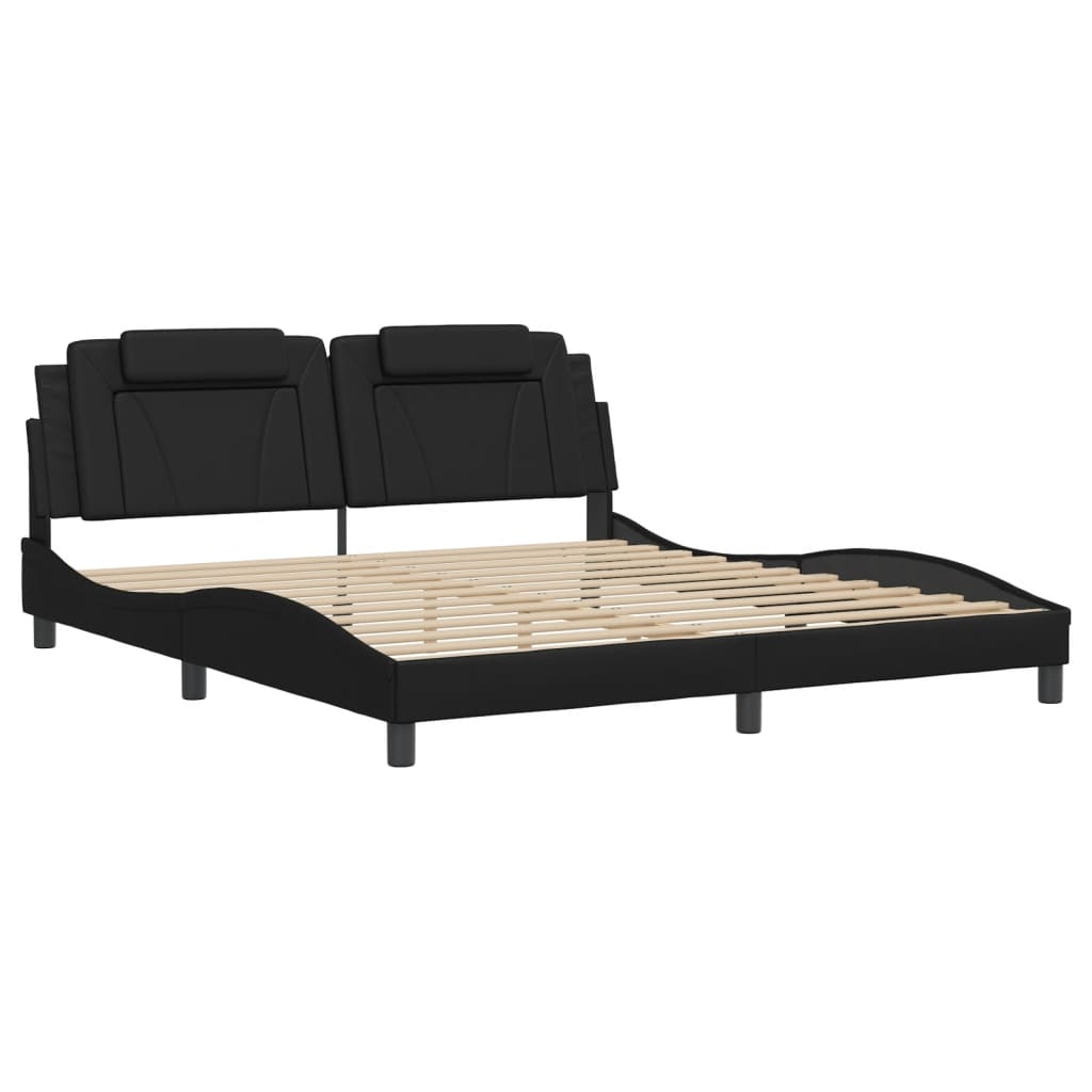Bed Frame "Viana" with LED without Mattress Black 180x200 cm