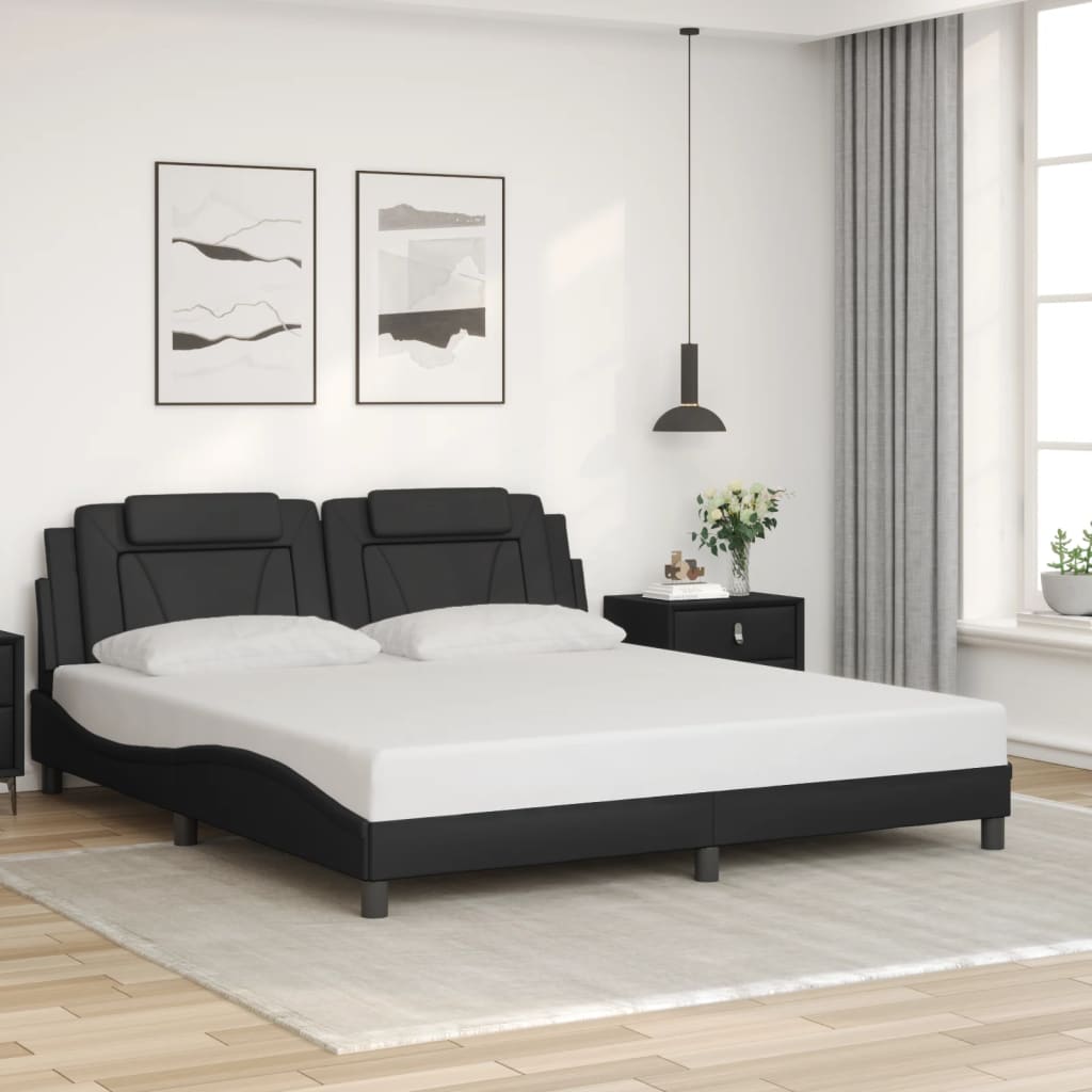 Bed Frame "Viana" with LED without Mattress Black 180x200 cm