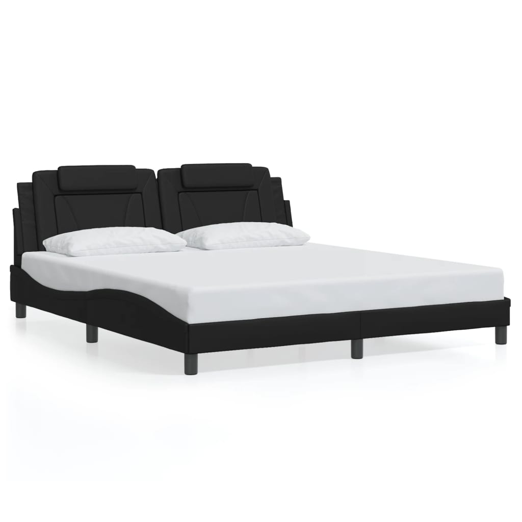 Bed Frame "Viana" with LED without Mattress Black 180x200 cm