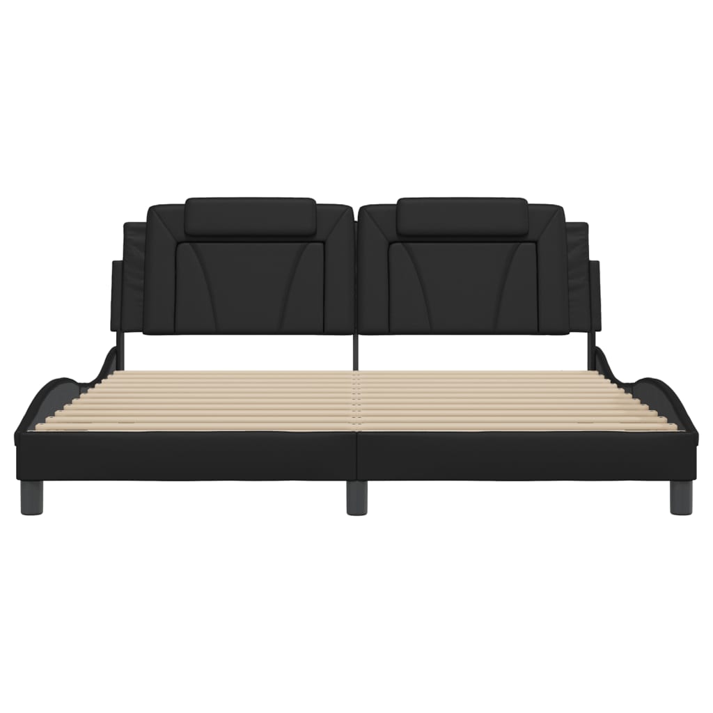 Bed Frame "Viana" with LED without Mattress Black 180x200 cm