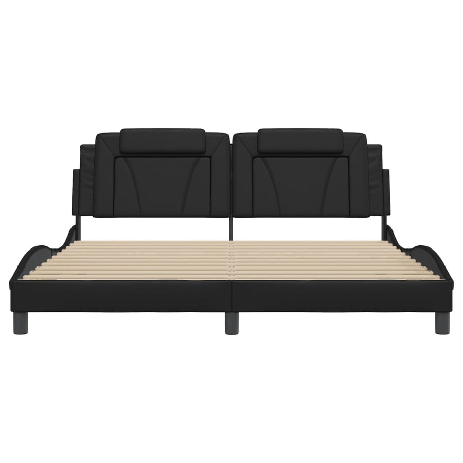 Bed Frame "Viana" with LED without Mattress Black 180x200 cm