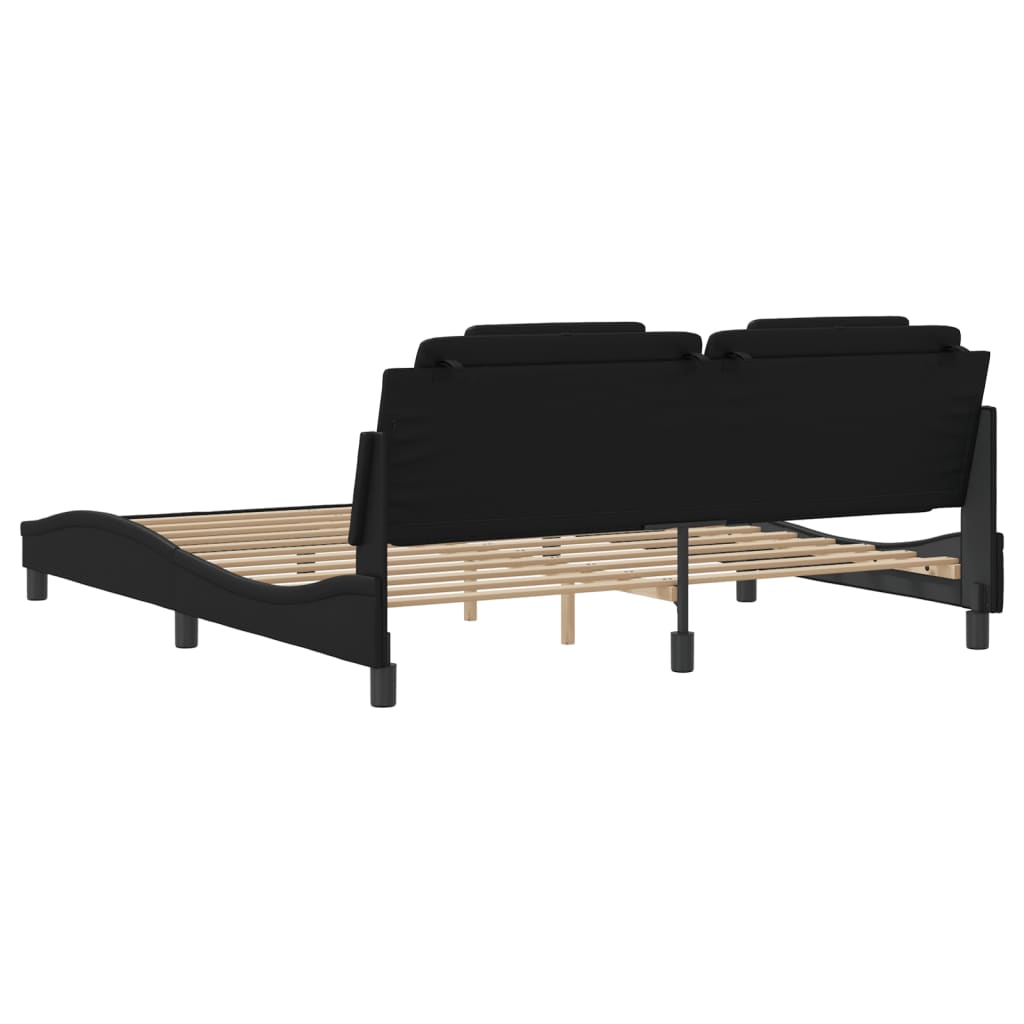 Bed Frame "Viana" with LED without Mattress Black 180x200 cm
