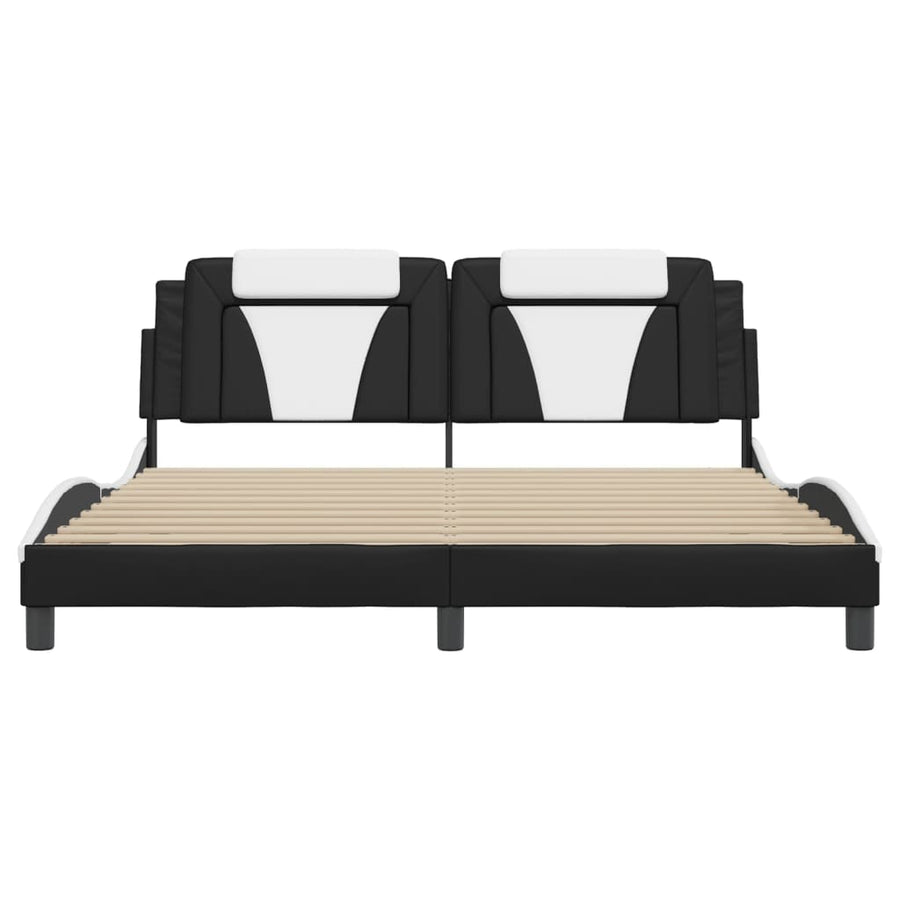Bed Frame Viana with LED without Mattress Black&White 180x200cm