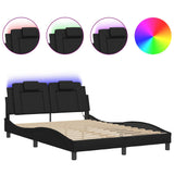 Bed Frame "Viana" with LED without Mattress Black 137x190 cm