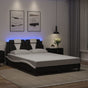 Bed Frame "Viana" with LED without Mattress Black and White 137x190 cm