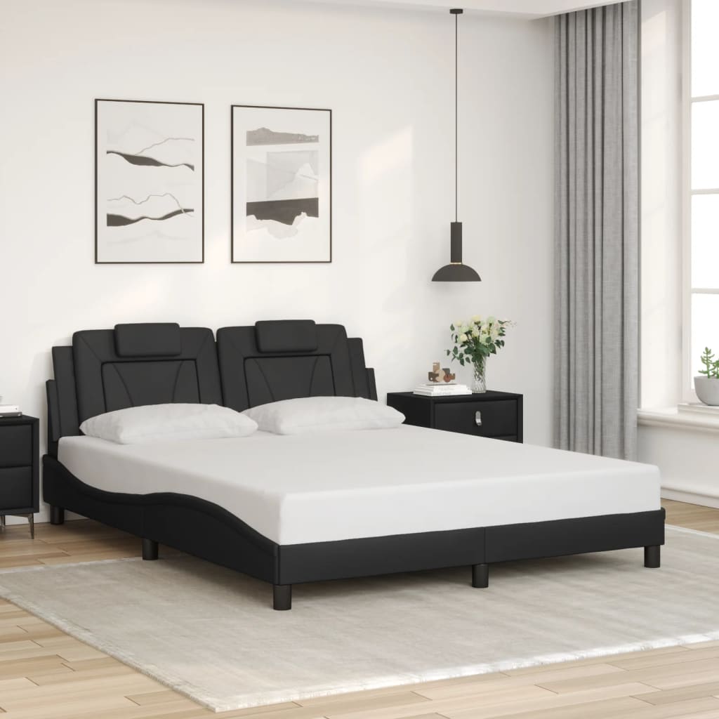 Bed Frame "Viana" with LED without Mattress Black 152x203 cm
