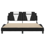 Bed Frame "Viana" with LED without Mattress Black and White 152x203 cm