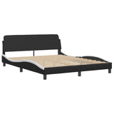 Bed Frame "Viana" with LED without Mattress Black and White 152x203 cm