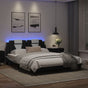 Bed Frame "Viana" with LED without Mattress Black and White 152x203 cm