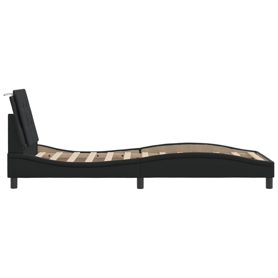 Bed Frame with LED without Mattress "Zadar" Black 90x190 cm