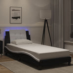 Bed Frame with LED without Mattress "Zadar" Black and White 90x190 cm