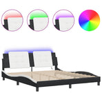 Bed Frame with LED without Mattress Zadar Black&White 180x200cm