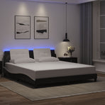 Bed Frame with LED without Mattress Zadar Black&White 180x200cm
