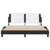 Bed Frame with LED without Mattress "Zadar" Black and White 152x203 cm