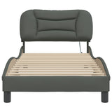Bed Frame with LED without Mattress "Hvar" Dark Grey 90x190 cm Fabric
